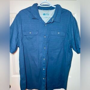 Sierra Designs Mens Shirt Blue Short Sleeve Button-Down Stretch Pockets XL